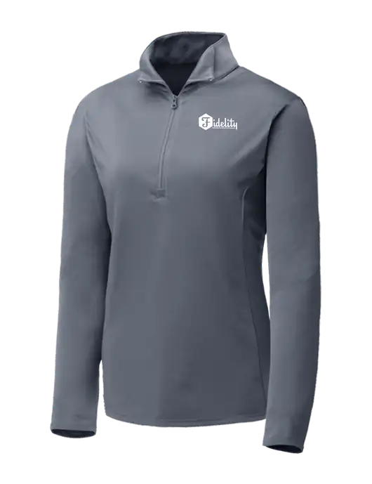 Medium Grey Womens Posicharge Competitor ¼ Zip Pullover w/Fidelity Bank Logo