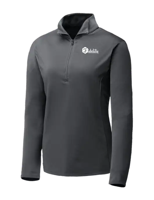 Dark Grey Womens Posicharge Competitor ¼ Zip Pullover w/Fidelity Bank Logo