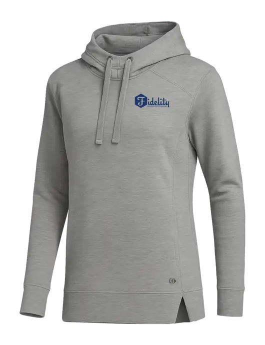 OGIO Heather Grey Womens Luuma Pullover Fleece Hoodie w/Fidelity Bank Logo