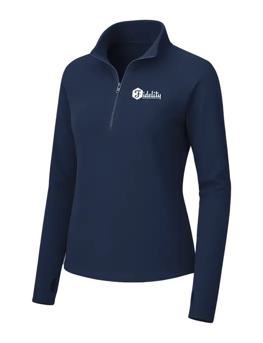 Womens Navy Microfleece 1/2 Zip Pullover w/Fidelity Bank Logo