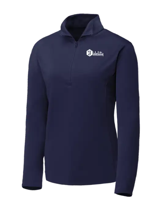 Navy Womens Posicharge Competitor ¼ Zip Pullover w/Fidelity Bank Logo