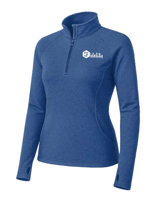 Royal Heather Womens Sport Wick Stretch 1/4 Zip Pullover w/Fidelity Bank Logo