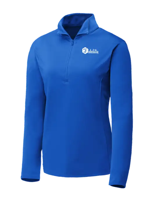 Dark Royal Womens Posicharge Competitor ¼ Zip Pullover w/Fidelity Bank Logo