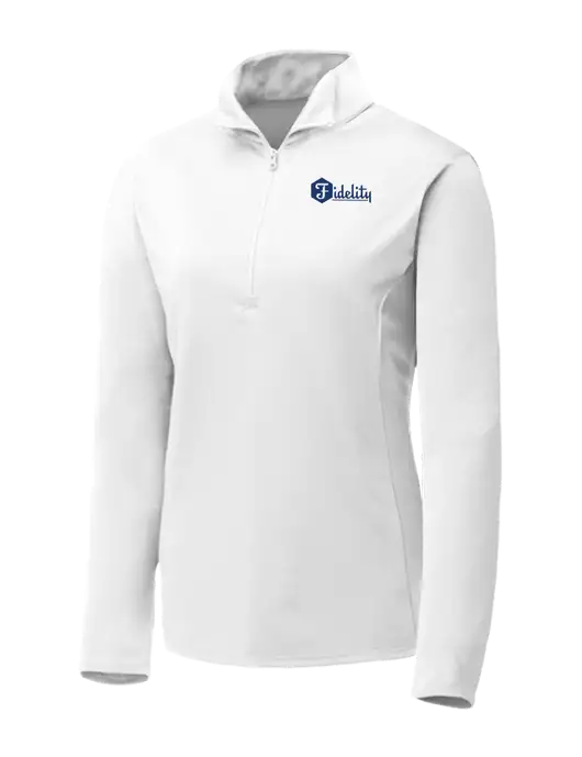 White Womens Posicharge Competitor ¼ Zip Pullover w/Fidelity Bank Logo