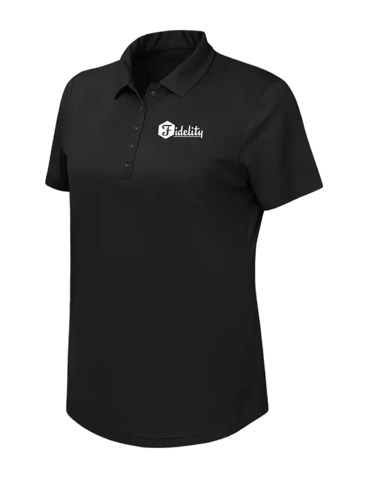 Callaway Womens Birdseye Black Polo w/Fidelity Bank Logo