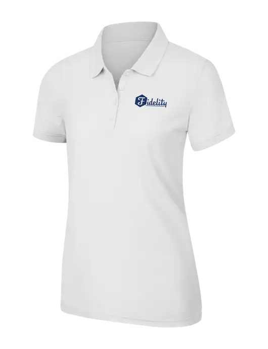 White Womens Core Classic Pique Polo w/Fidelity Bank Logo