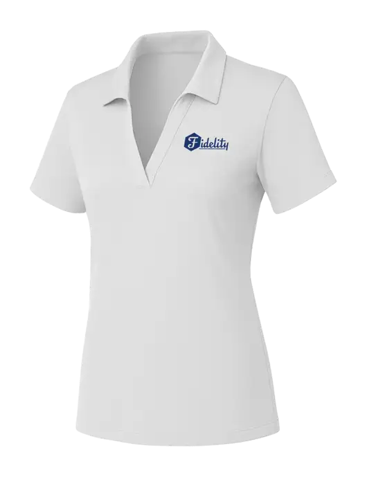 Womens White PosiCharge RacerMesh Polo w/Fidelity Bank Logo