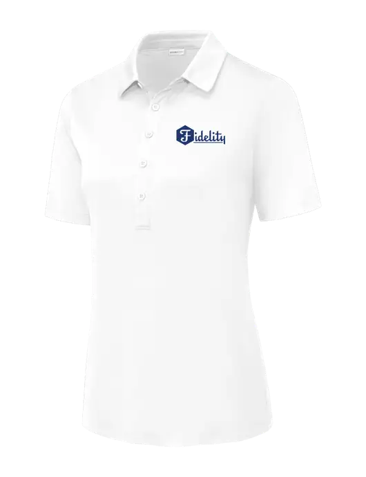 White Womens Posi-UV Pro Polo w/Fidelity Bank Logo