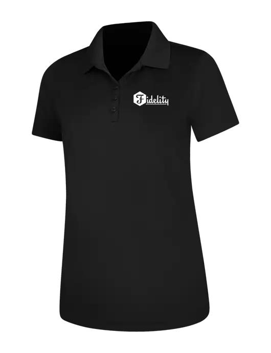 Black Womens Dry Zone UV Mesh Polo w/Fidelity Bank Logo
