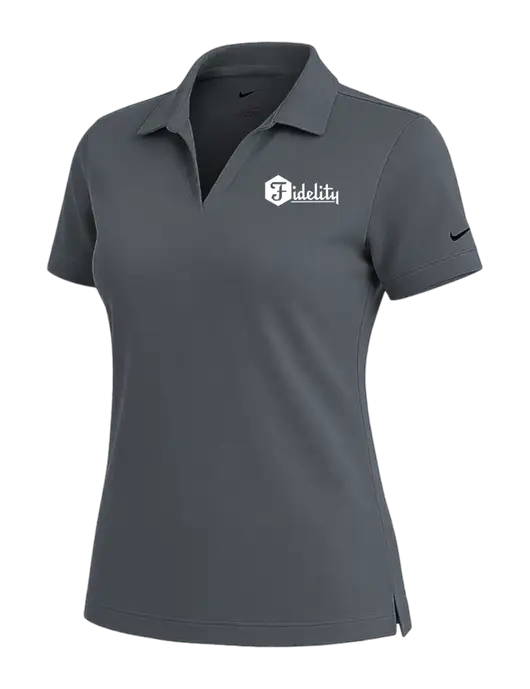 NIKE Dark Grey Womens Dri-Fit Micro Pique Polo w/Fidelity Bank Logo