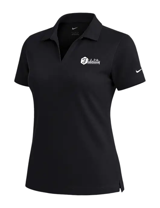 NIKE Black Womens Dri-Fit Micro Pique Polo w/Fidelity Bank Logo