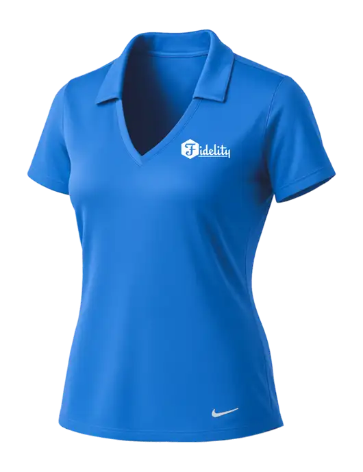 NIKE Carolina Blue Womens Dri-Fit Vertical Mesh Polo w/Fidelity Bank Logo