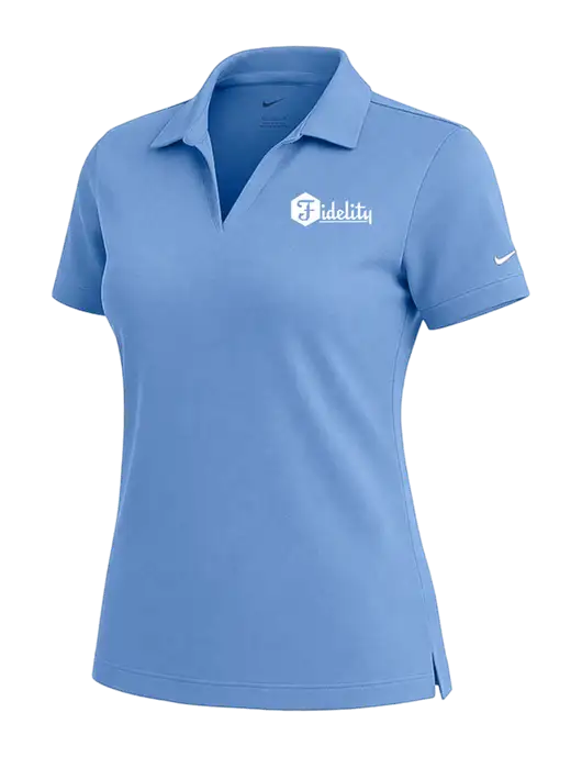 NIKE Carolina Blue Womens Dri-Fit Micro Pique Polo w/Fidelity Bank Logo