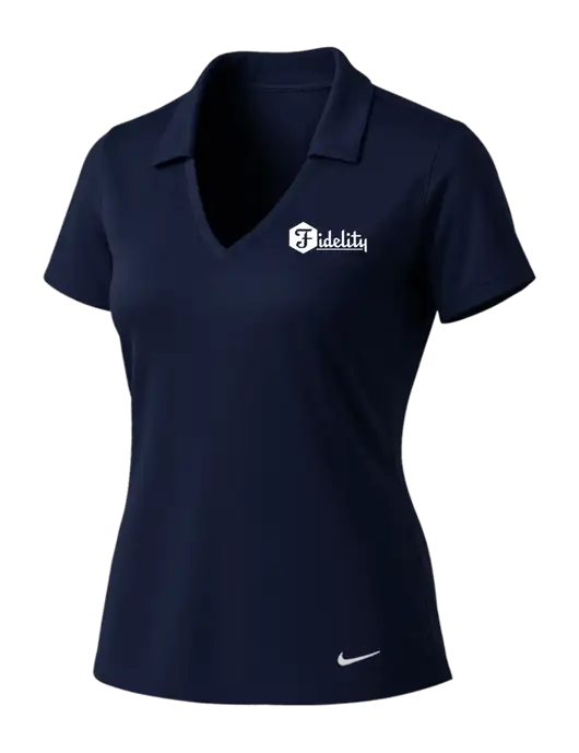 NIKE Dark Navy Womens Dri-Fit Vertical Mesh Polo w/Fidelity Bank Logo