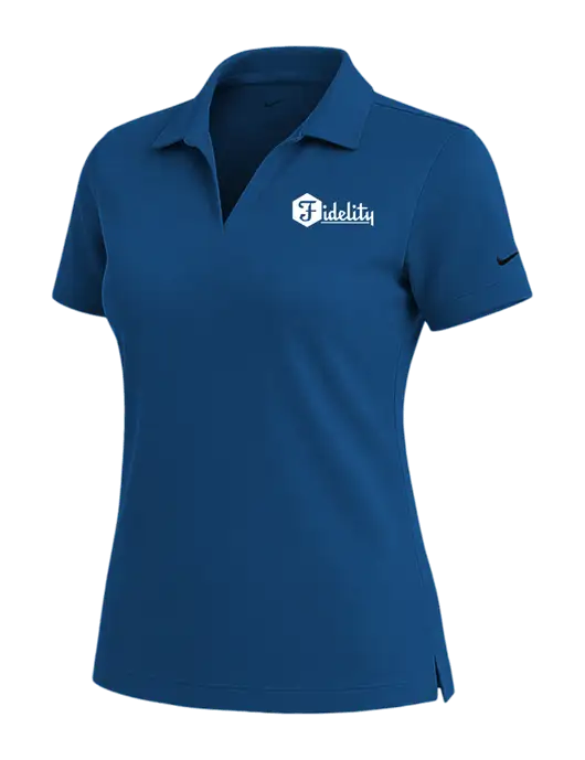 NIKE Dark Royal Womens Dri-Fit Micro Pique Polo w/Fidelity Bank Logo