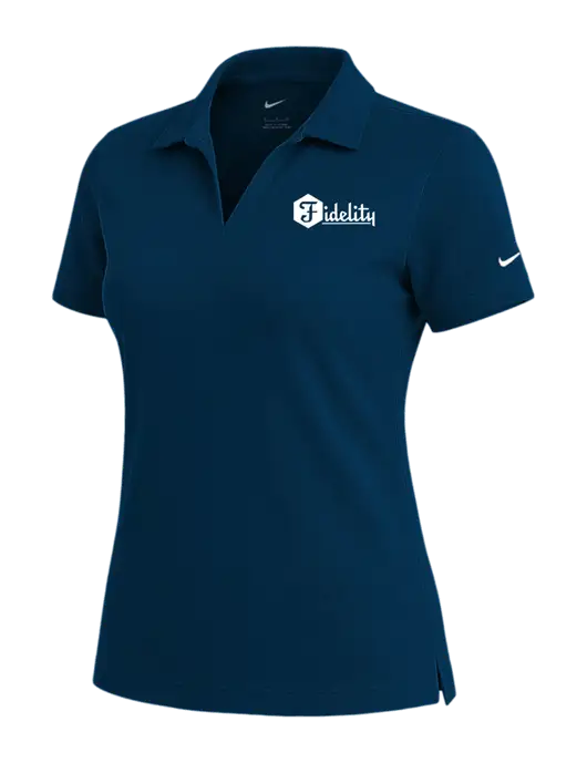 NIKE Navy Womens Dri-Fit Micro Pique Polo w/Fidelity Bank Logo