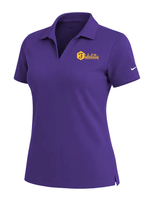 NIKE Purple Womens Dri-Fit Micro Pique Polo w/Fidelity Bank Logo