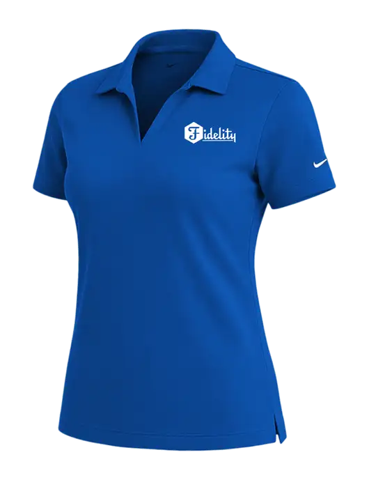 NIKE Royal Womens Dri-Fit Micro Pique Polo w/Fidelity Bank Logo
