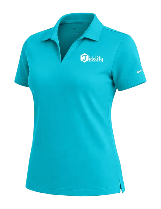 NIKE Sapphire Blue Womens Dri-Fit Micro Pique Polo w/Fidelity Bank Logo