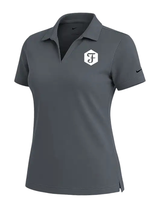 NIKE Dark Grey Womens Dri-Fit Micro Pique Polo w/Fidelity Bank Logo