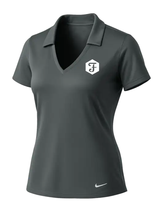 NIKE Dark Grey Womens Dri-Fit Vertical Mesh Polo w/Fidelity Bank Logo