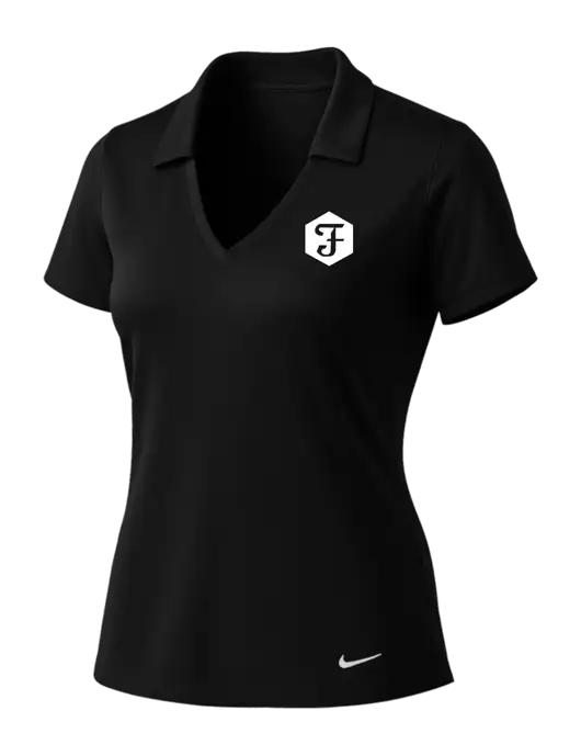 NIKE Black Womens Dri-Fit Vertical Mesh Polo w/Fidelity Bank Logo