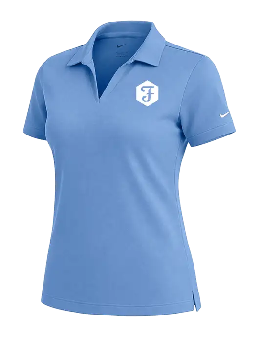 NIKE Carolina Blue Womens Dri-Fit Micro Pique Polo w/Fidelity Bank Logo