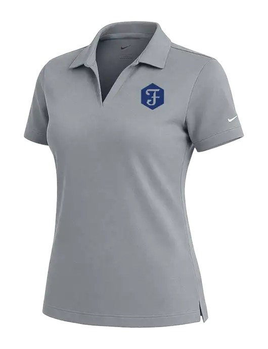NIKE Medium Grey Womens Dri-Fit Micro Pique Polo w/F Icon Logo
