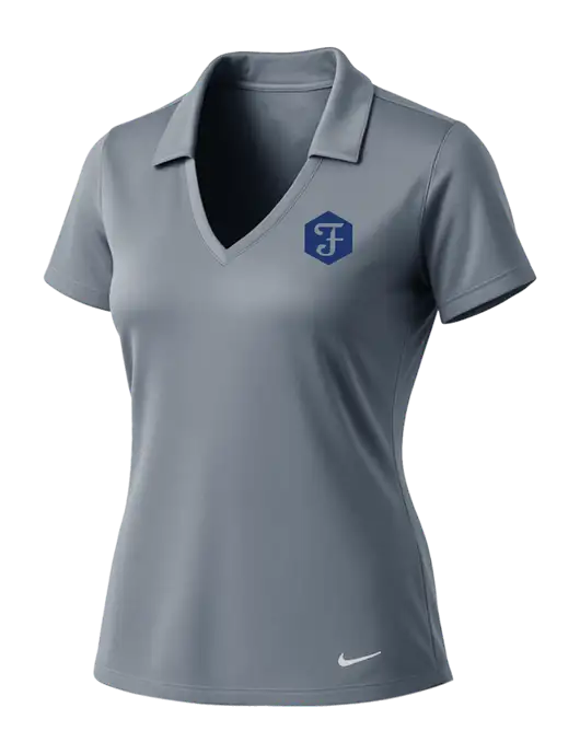 NIKE Medium Grey Womens Dri-Fit Vertical Mesh Polo w/F Icon Logo