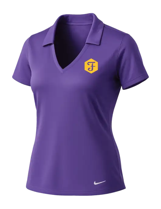 NIKE Purple Womens Dri-Fit Vertical Mesh Polo w/Fidelity Bank Logo