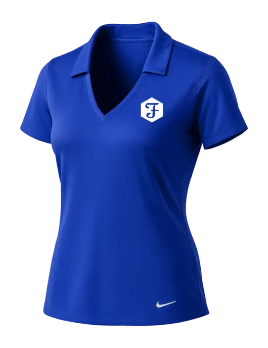 NIKE Dark Royal Womens Dri-Fit Vertical Mesh Polo w/Fidelity Bank Logo