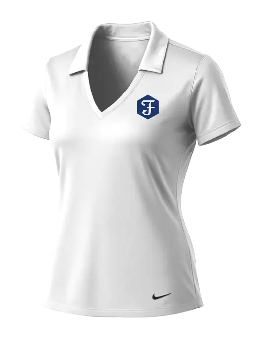 NIKE White Womens Dri-Fit Vertical Mesh Polo w/F Icon Logo