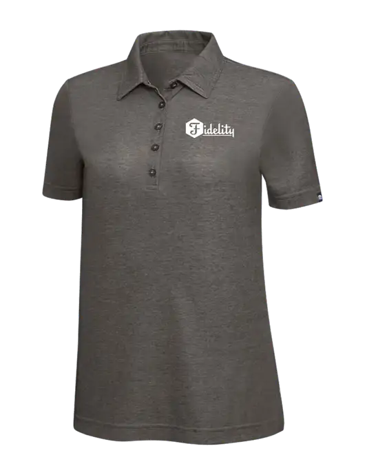 TravisMathew Black Heather Womens Oceanside Polo w/Fidelity Bank Logo
