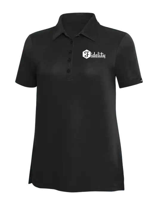 TravisMathew Black Solid Womens Oceanside Polo w/Fidelity Bank Logo
