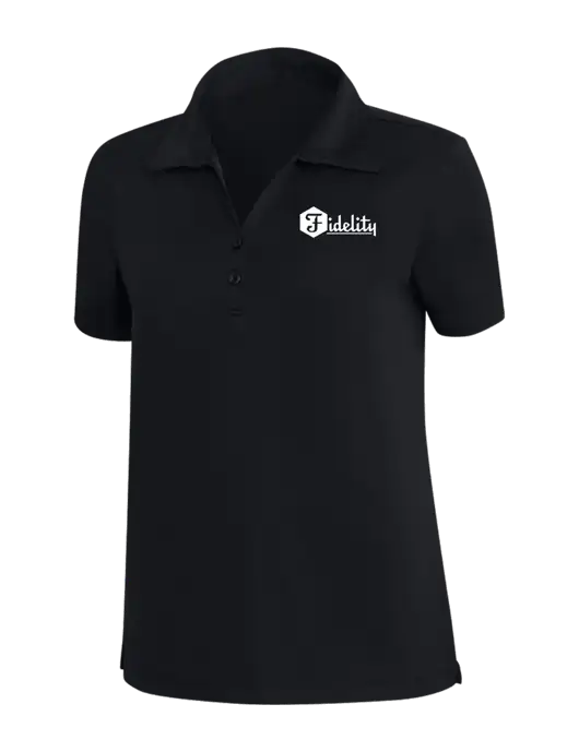 TravisMathew Black Womens Coto Performance Polo w/Fidelity Bank Logo