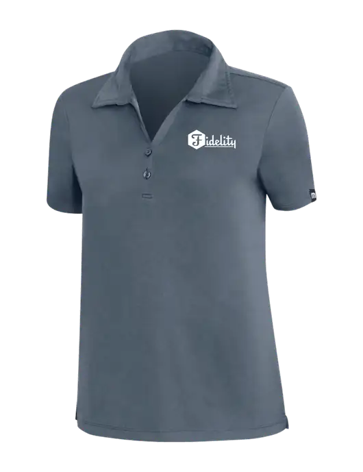 TravisMathew Dark Slate Blue Womens Coto Performance Polo w/Fidelity Bank Logo