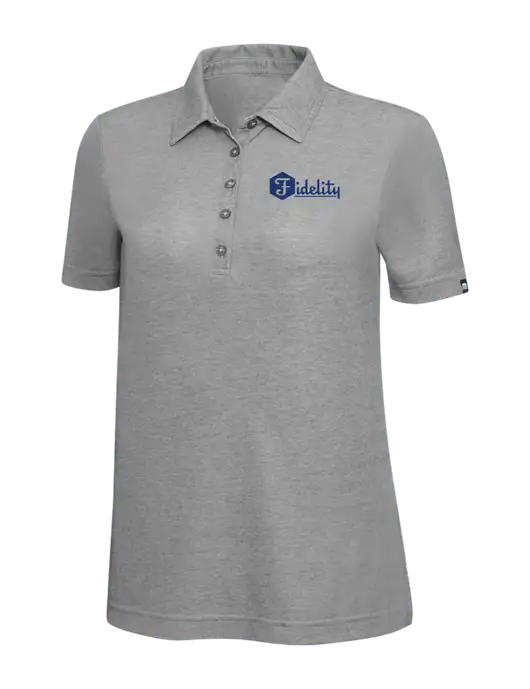 TravisMathew Grey Heather Womens Oceanside Polo w/Fidelity Bank Logo