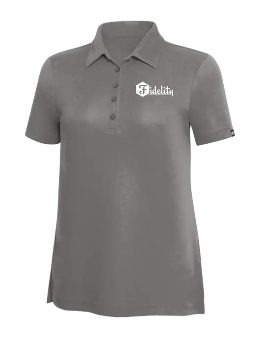 TravisMathew Grey Solid Womens Oceanside Polo w/Fidelity Bank Logo