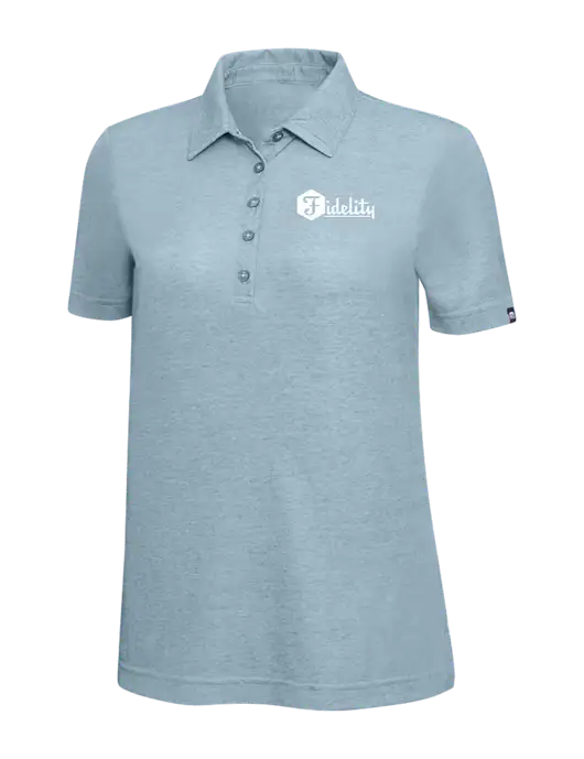 TravisMathew Light Blue Heather Womens  Oceanside Polo w/Fidelity Bank Logo