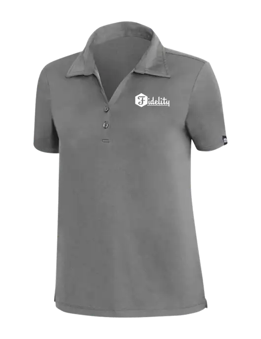 TravisMathew Med Dark Grey Womens Coto Performance Polo w/Fidelity Bank Logo