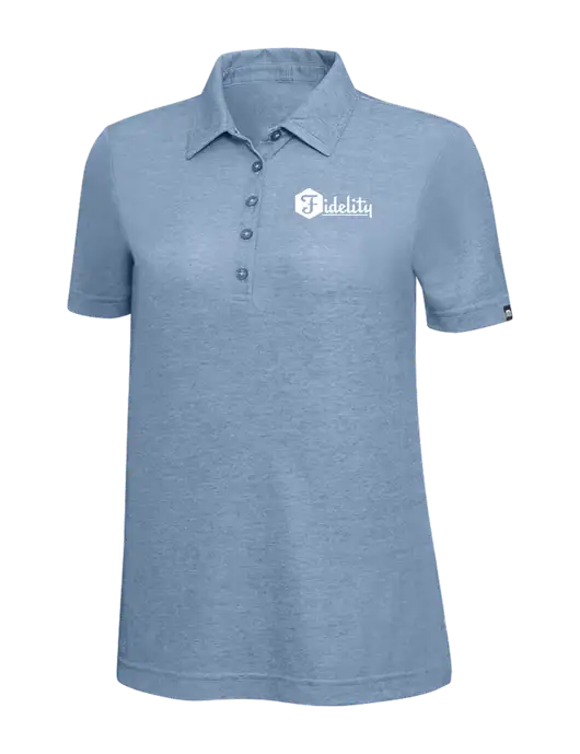 TravisMathew Slate Blue Heather Womens Oceanside Polo w/Fidelity Bank Logo