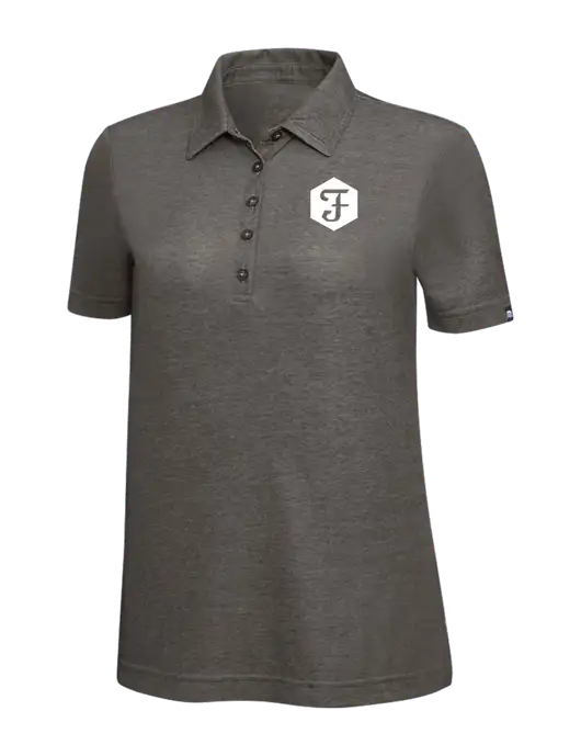 TravisMathew Black Heather Womens Oceanside Polo w/Fidelity Bank Logo