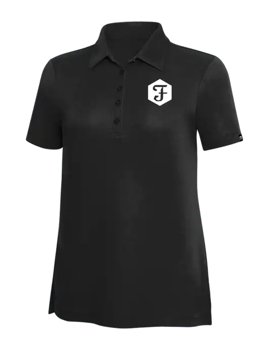 TravisMathew Black Solid Womens Oceanside Polo w/Fidelity Bank Logo