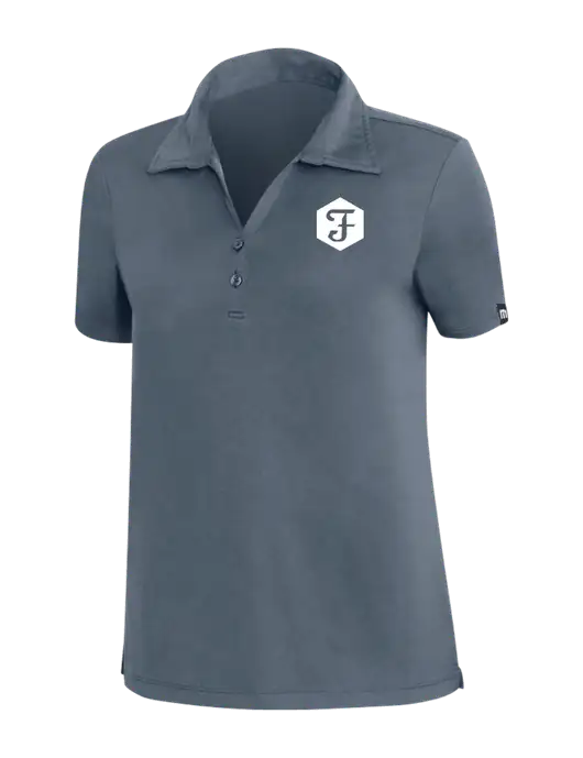 TravisMathew Dark Slate Blue Womens Coto Performance Polo w/Fidelity Bank Logo