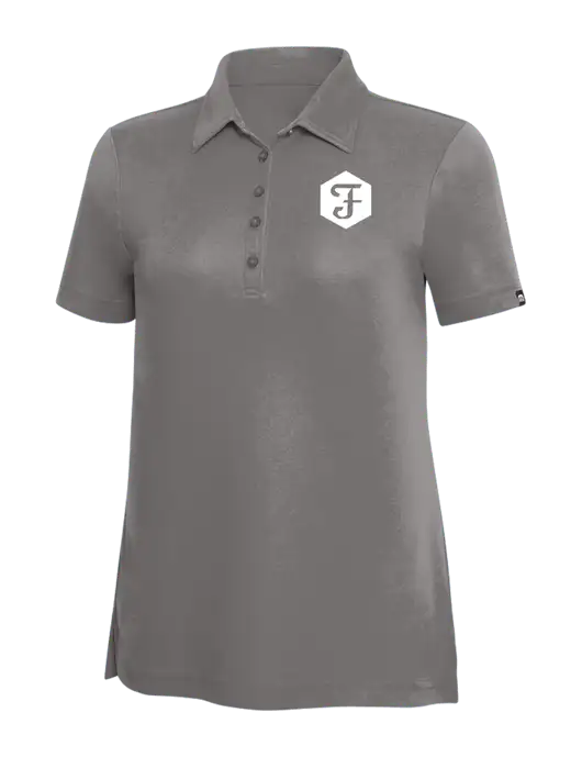 TravisMathew Grey Solid Womens Oceanside Polo w/Fidelity Bank Logo