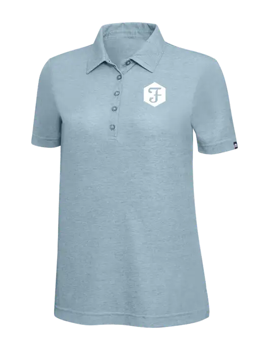 TravisMathew Light Blue Heather Womens  Oceanside Polo w/Fidelity Bank Logo