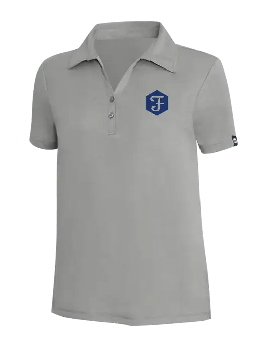TravisMathew Light Grey Heather Womens Coto Performance Polo w/F Icon Logo