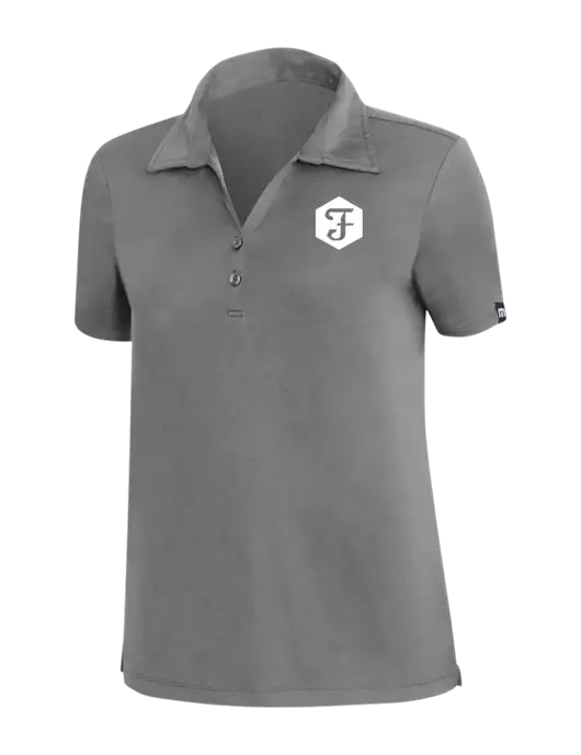 TravisMathew Med Dark Grey Womens Coto Performance Polo w/Fidelity Bank Logo
