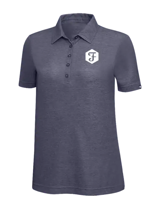 TravisMathew Navy Heather Womens Oceanside Polo w/Fidelity Bank Logo