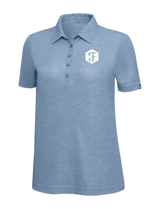 TravisMathew Slate Blue Heather Womens Oceanside Polo w/Fidelity Bank Logo